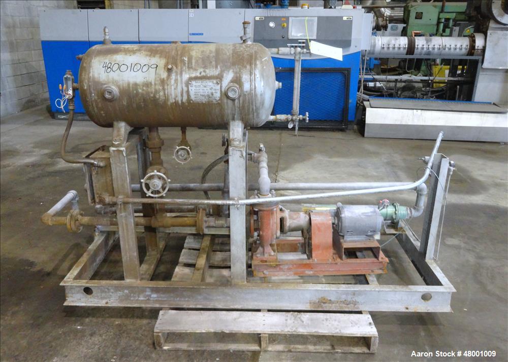 Used Lube Systems Inc. Water System. Consisting of pump, tank and heat exchanger. Mounted on a carbon steel frame.