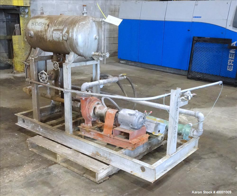 Used Lube Systems Inc. Water System. Consisting of pump, tank and heat exchanger. Mounted on a carbon steel frame.