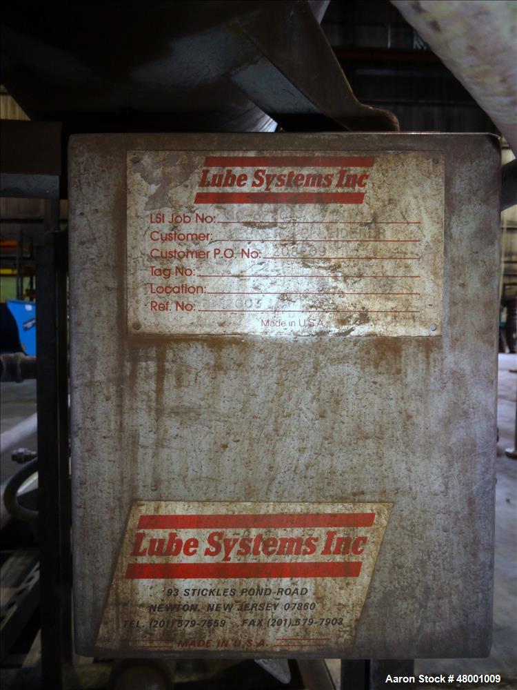 Used Lube Systems Inc. Water System. Consisting of pump, tank and heat exchanger. Mounted on a carbon steel frame.