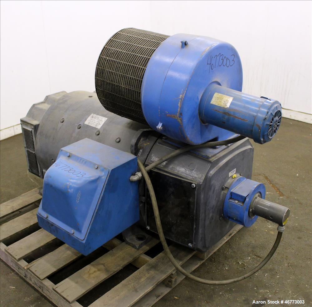 Used General Electric 400HP DC Motor. 3/500 volt, 1150/1500 rpm. Includes control panel with SSD 590 Analog drive. Last used on a Davis Standard 165mm single screw extruder, model 165MM-60TPIH.