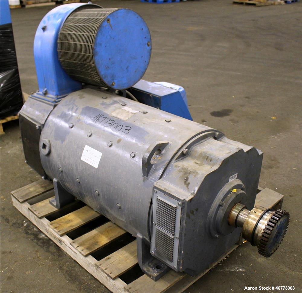 Used General Electric 400HP DC Motor. 3/500 volt, 1150/1500 rpm. Includes control panel with SSD 590 Analog drive. Last used on a Davis Standard 165mm single screw extruder, model 165MM-60TPIH.