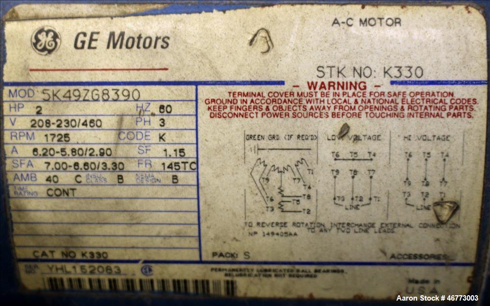 Used General Electric 400HP DC Motor. 3/500 volt, 1150/1500 rpm. Includes control panel with SSD 590 Analog drive. Last used on a Davis Standard 165mm single screw extruder, model 165MM-60TPIH.