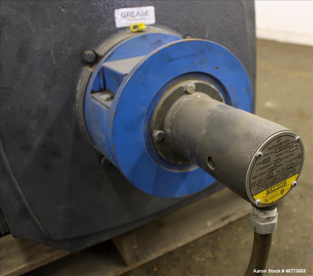 Used General Electric 400HP DC Motor. 3/500 volt, 1150/1500 rpm. Includes control panel with SSD 590 Analog drive. Last used on a Davis Standard 165mm single screw extruder, model 165MM-60TPIH.