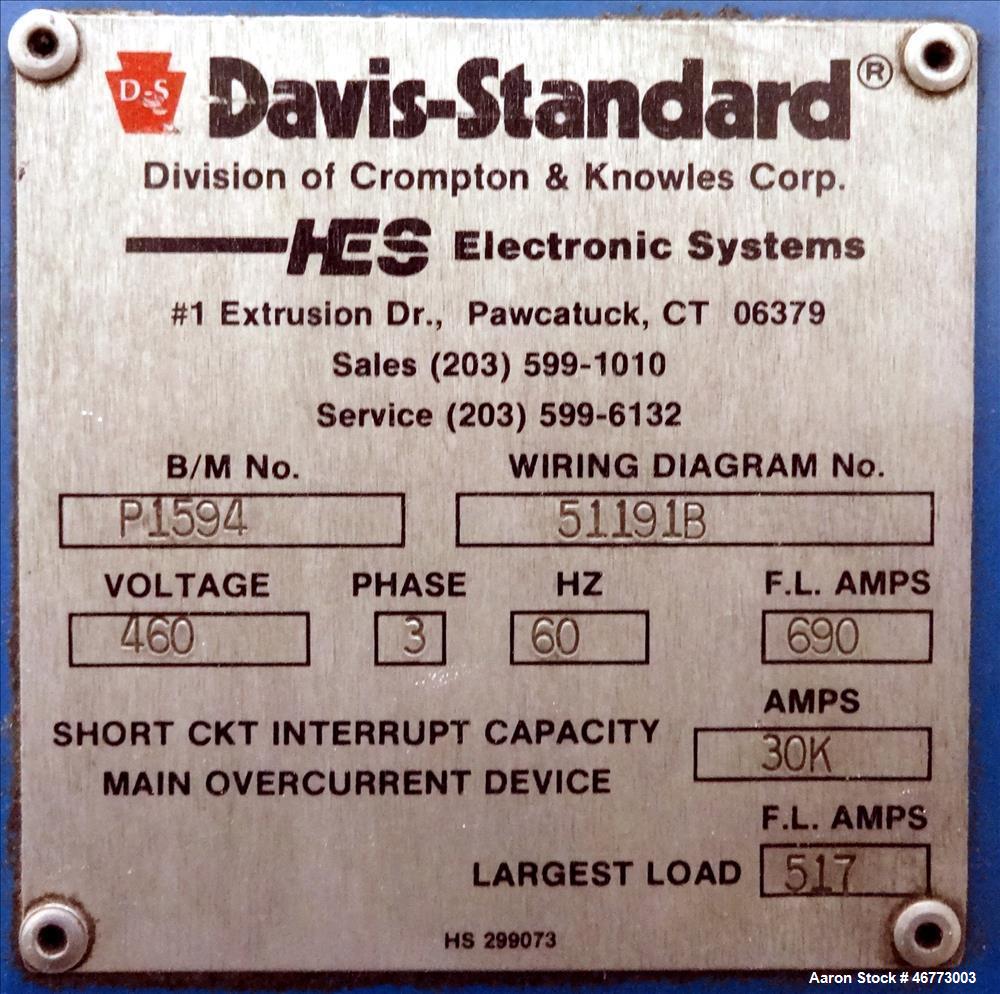 Used General Electric 400HP DC Motor. 3/500 volt, 1150/1500 rpm. Includes control panel with SSD 590 Analog drive. Last used on a Davis Standard 165mm single screw extruder, model 165MM-60TPIH.