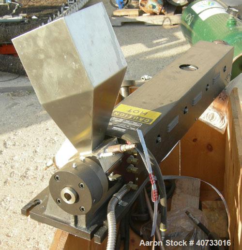 Used C.W. Brabender 1" Single Screw Extruder, type 125-30 HC.  4 zone, approximate 37:1 L/D.  6" x 6" feed hopper.  Driven by a 1/4 hp, 90 volt, 1725 rpm DC adjustable speed motor.  Includes a contro...