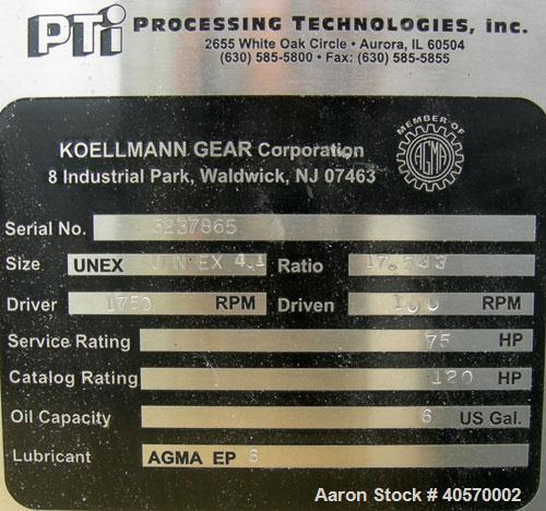 Used PTI 2.5" Trident Series Single Screw Extruder, model 2500. Approximate 32 to 1 L/D ratio. 5 zone electrically heated, air cooled, non-vented barrel. Water cooled feed throat, no hopper. Approxim...