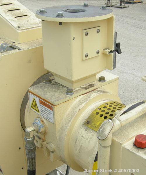Used PTI 2.5" Trident Series Single Screw Extruder, model 2500. Approximate 32 to 1 L/D ratio. 5 zone electrically heated, air cooled, non-vented barrel. Water cooled feed throat, no hopper. Approxim...