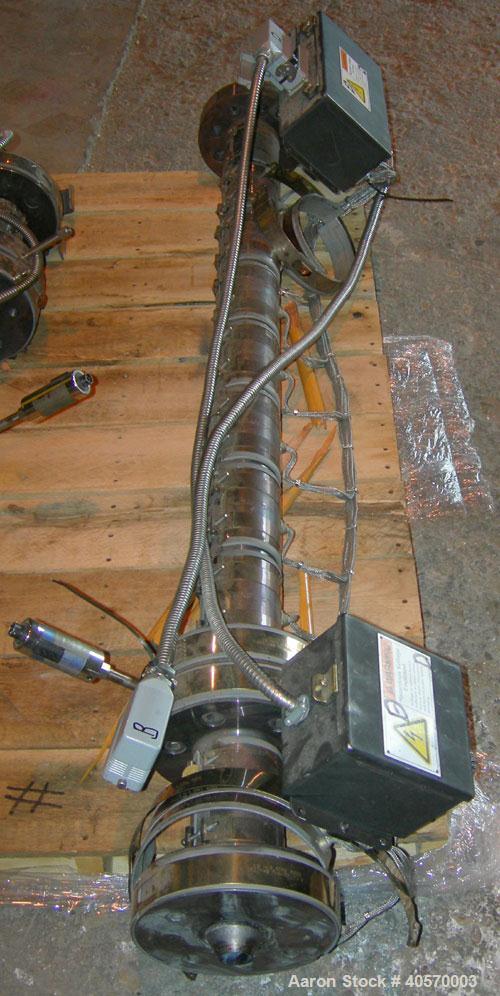 Used PTI 2.5" Trident Series Single Screw Extruder, model 2500. Approximate 32 to 1 L/D ratio. 5 zone electrically heated, air cooled, non-vented barrel. Water cooled feed throat, no hopper. Approxim...