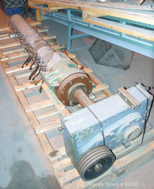 USED:Single screw extruder barrel, 3" diameter, 28:1 L/D, 13 zone,electrically heated, water cooled, 5" x 3.5" water cooled feed throat.Includes reducer with a 13.98:1 ratio.