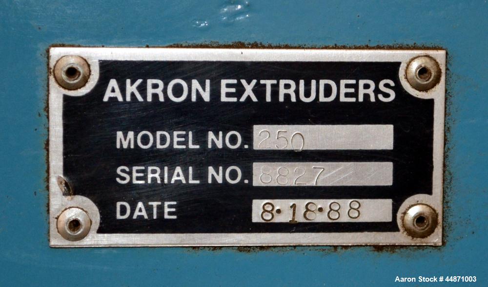 Used Akron 2-1/2" Single Screw Extruder, Model 250