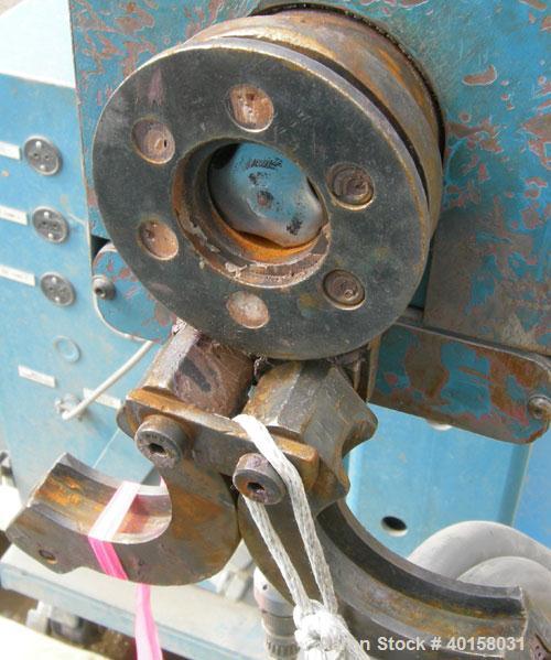 Used Akron 1 3/4" single screw extruder, model M-PAK175, approximately 24 to 1 L/D ratio. Electrically heated, air cooled 3 zone non-vented barrel. Water cooled feed throat with a lump breaker, no ho...