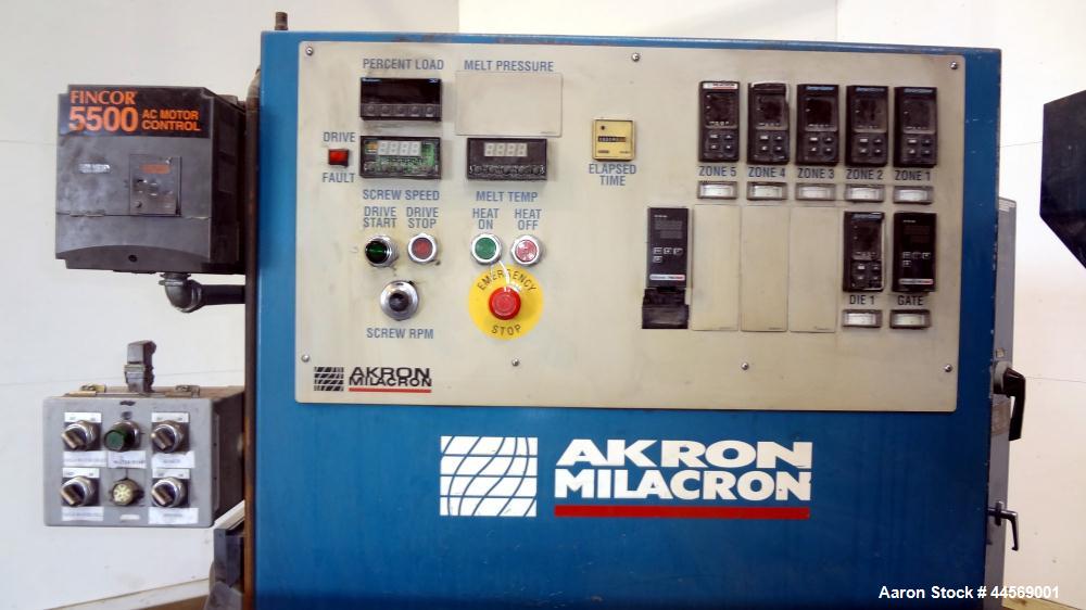 Used Akron Milacron 2-1/2” Single Screw Extruder, Model PAK 250