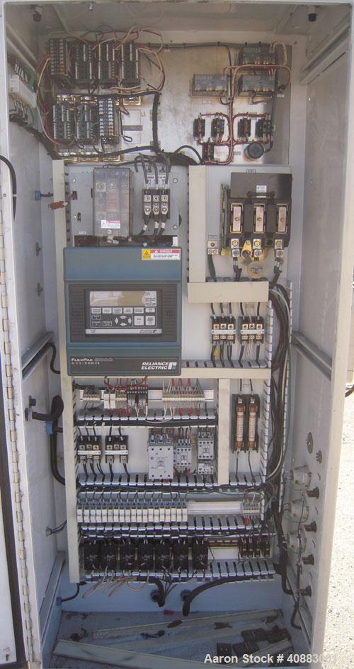 Used Akron 2 1/2" Single Screw Extruder, Model PAK250, approximately 24 to 1 L/D ratio. Electrically heated, air cooled 4 zone non-vented barrel. Water cooled feed throat, with hopper. Approximately ...