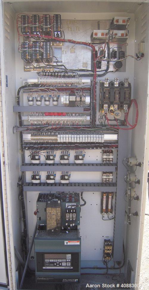Used Akron 2 1/2" Single Screw Extruder, Model PAK250, approximately 24 to 1 L/D ratio. Electrically heated, air cooled 4 zone non-vented barrel. Water cooled feed throat, with hopper. Approximately ...