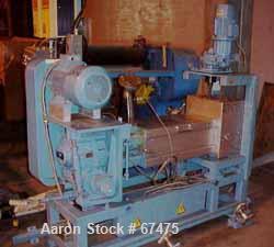 USED:Barmag single screw extruder, type 3E/24D-30MM. (1) 1.2" (30 mm) dia x 28" (720 mm) st side screw. 24:1 L/D. Electrically heated, air cooled. Belt driven by a 7.48 hp, 400 volt/50 cycle/3 ph XP ...