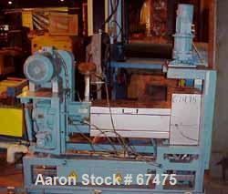 USED:Barmag single screw extruder, type 3E/24D-30MM. (1) 1.2" (30 mm) dia x 28" (720 mm) st side screw. 24:1 L/D. Electrically heated, air cooled. Belt driven by a 7.48 hp, 400 volt/50 cycle/3 ph XP ...