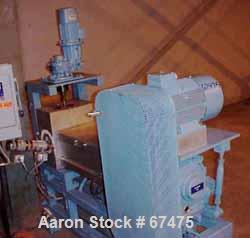 USED:Barmag single screw extruder, type 3E/24D-30MM. (1) 1.2" (30 mm) dia x 28" (720 mm) st side screw. 24:1 L/D. Electrically heated, air cooled. Belt driven by a 7.48 hp, 400 volt/50 cycle/3 ph XP ...