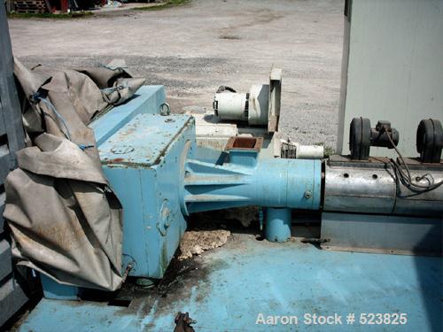 USED: Barmag model 9E4 extruder, 3.54" (90mm), type 9E4/27D. Maxscrew speed 125 rpm, driven by a 125 hp motor; heating and coolingcombination; 440 volts/60 hz/3 ph.