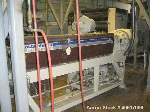 Used Battenfeld Gloucester 3.5" Single Screw Extruder, Model 35250. Approximate 30 to 1 L/D ratio, electrically heated, water cooled barrel with closed loop cooling system. Driven by an approximate 1...
