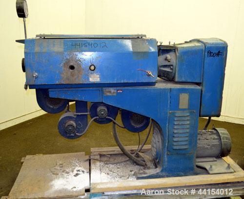 Used Berlyn 1-1/2” Single Screw Extruder. Approximate 30 to 1 L/D ratio. Electrically heated, air cooled 4 zone side vented barrel. Water cooled feed throat, no hopper, approximate 38-1/2” centerline...