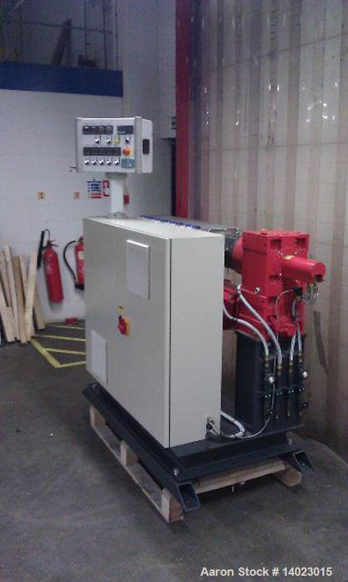 Used BMHT4525 Boston Mathews Single Screw Extruder, 1.7" (45mm), L/D 25:1, main motor 24HP (18 kW), control cabinet, Eurotherm Flux Vector drive, nitrided general purpose screw, rupture disc in flang...