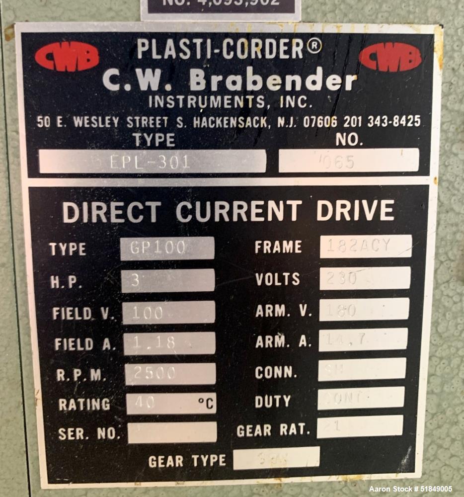 C.W. Brabender Plasti-Corder Torque Rheometer Mixing System