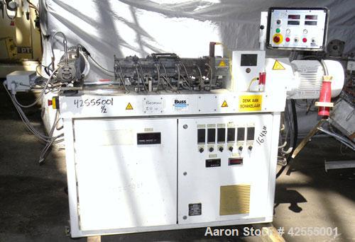 Used Buss Laboratory Ko-Kneader, Model MKS 30-18 / E 40. 30mm Diameter single screw, 18 to 1 L/D ratio. Clam shell type barrel electrically heated, air cooled. Water cooled feed throat with hopper. D...