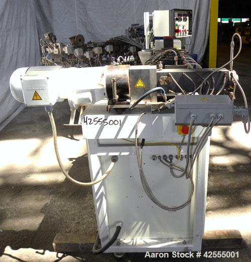 Used Buss Laboratory Ko-Kneader, Model MKS 30-18 / E 40. 30mm Diameter single screw, 18 to 1 L/D ratio. Clam shell type barrel electrically heated, air cooled. Water cooled feed throat with hopper. D...