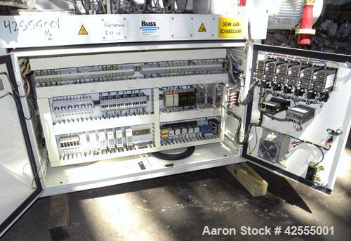 Used Buss Laboratory Ko-Kneader, Model MKS 30-18 / E 40. 30mm Diameter single screw, 18 to 1 L/D ratio. Clam shell type barrel electrically heated, air cooled. Water cooled feed throat with hopper. D...