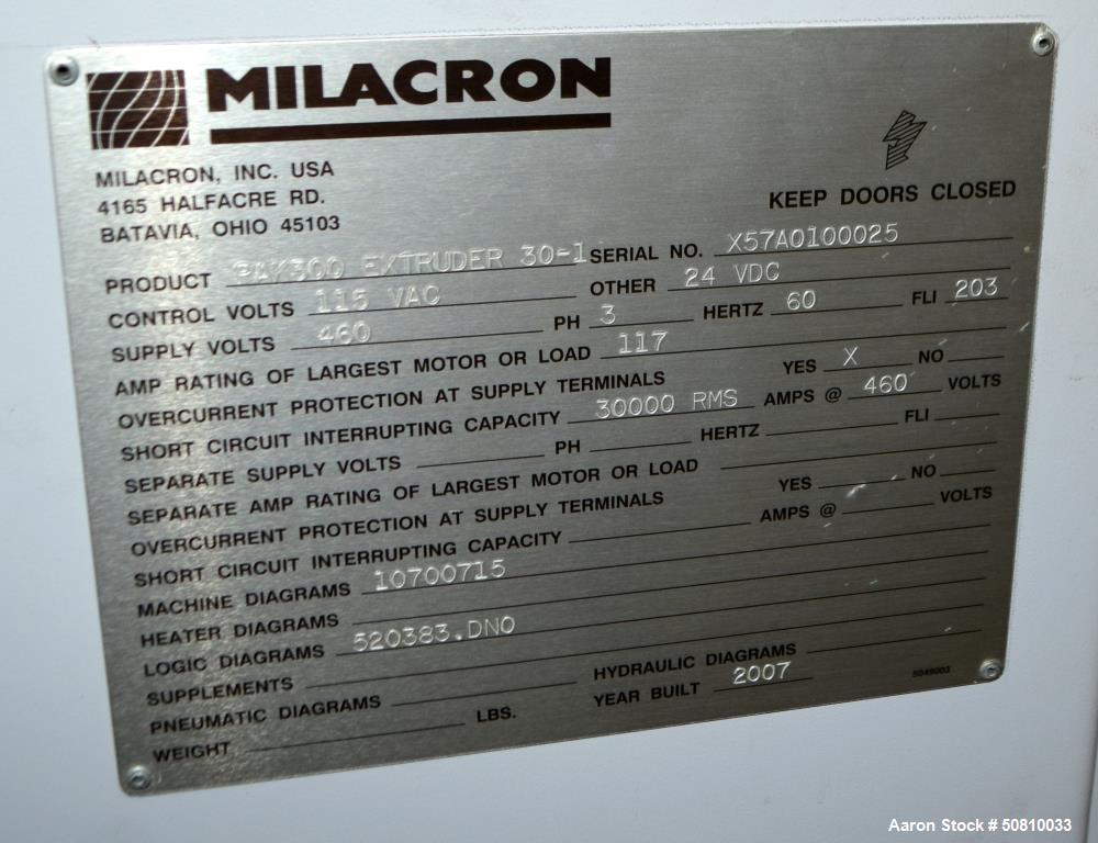 Used Milacron 3" Single Screw Extruder, Model PAK300