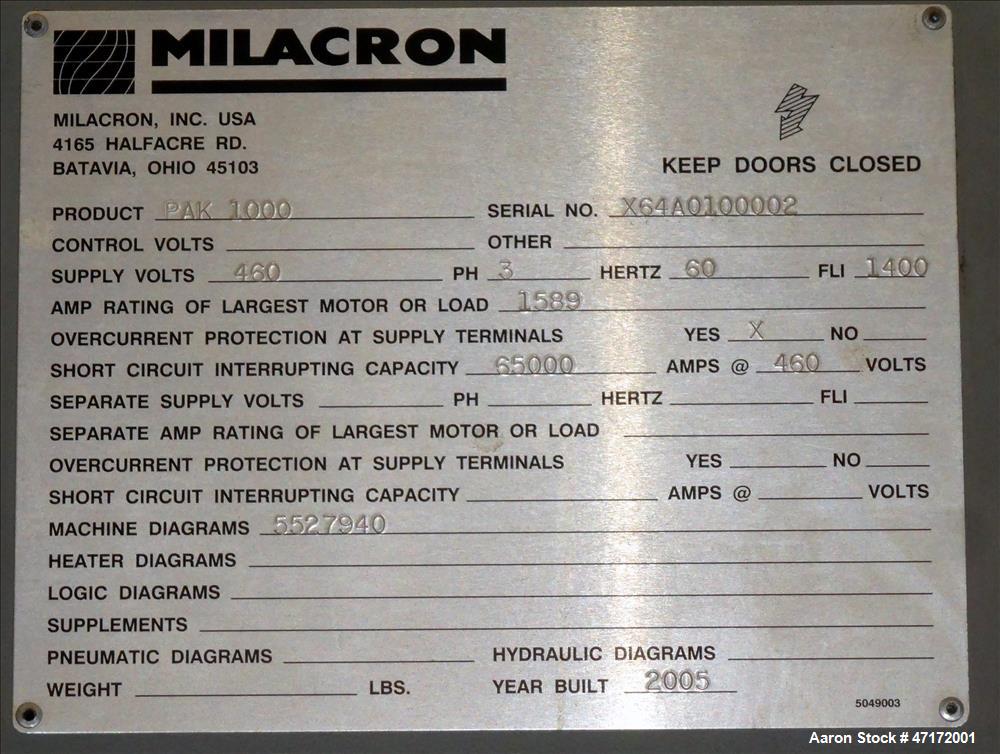 Used Cincinnati Milacron 10” Single Screw Extruder, Model PAK 1000