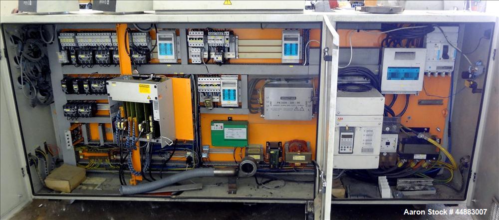 Used Cincinnati Milacron 75mm Single Screw Extruder, Model Proton 70-30G. Approximate 30 to 1 L/D ratio. Electrically heated, air cooled 4 zone non-vented barrel, water cooled feed throat, no hopper....
