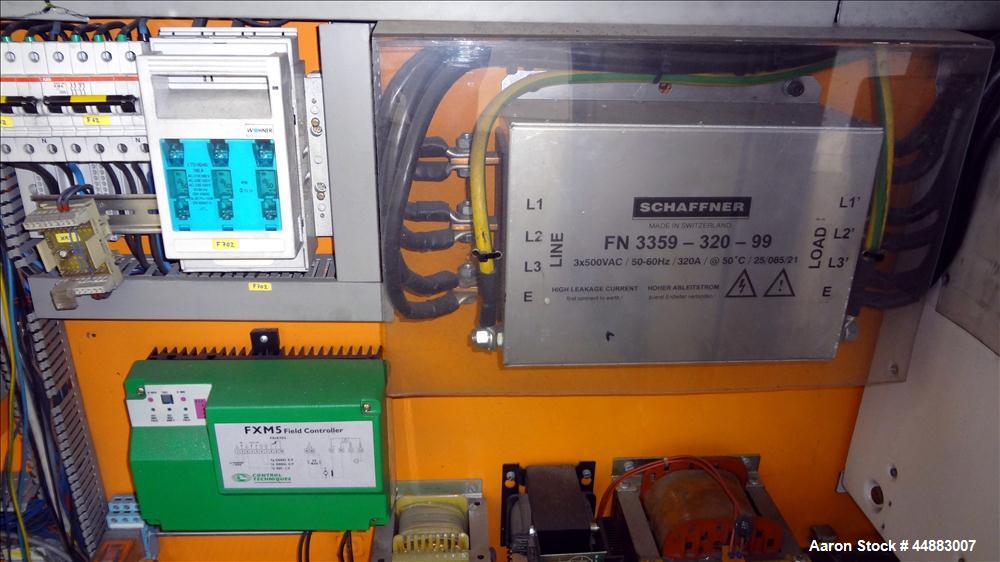 Used Cincinnati Milacron 75mm Single Screw Extruder, Model Proton 70-30G. Approximate 30 to 1 L/D ratio. Electrically heated, air cooled 4 zone non-vented barrel, water cooled feed throat, no hopper....
