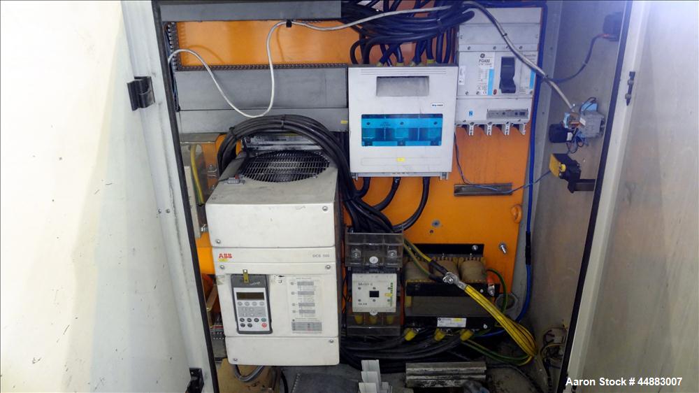 Used Cincinnati Milacron 75mm Single Screw Extruder, Model Proton 70-30G. Approximate 30 to 1 L/D ratio. Electrically heated, air cooled 4 zone non-vented barrel, water cooled feed throat, no hopper....