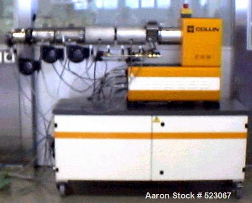 USED: Single screw Collin lab extruder, type 30x25D. Screw diameter 1.18" (30mm); electrically heated 1200W, air cooled, zone 1 and 2 water cooled, pressure of water cooling system 7-58 psi (0.5-4 ba...
