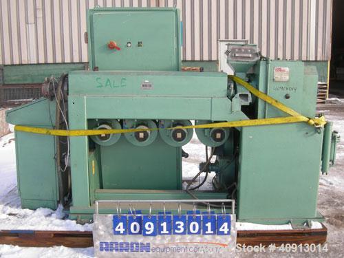 Used Cosmo 2" Single Screw Extruder, Approximate 30:1 L/D Ratio. Electrically heated, air cooled 4 zone non-vented barrel. Water cooled feed throat with magnet, no hopper. Driven by an approximately ...