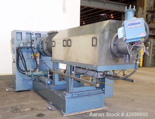 Used- Crown (CDLTechnologies) 8’’ Diameter Single Screw Extruder, Model CTS16-8. (1) Tapered screw starting at approximate 1...