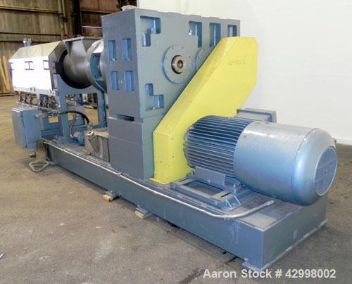 Used Crown (CDLTechnologies) 8’’ Diameter Single Screw Extruder, Model CTS16-8. (1) Tapered screw starting at approximate 16’’ diameter, down to 8’’ diameter, approximately 108’’ total length, cored ...