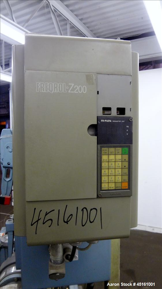 Used Crown / CDL Technology 1" Single Screw Extruder. Approximate 30 to 1 L/D ratio. Electrically heated air cooled 3 zone non-vented barrel. Water cooled feed throat with hopper, approximate 42-1/2"...