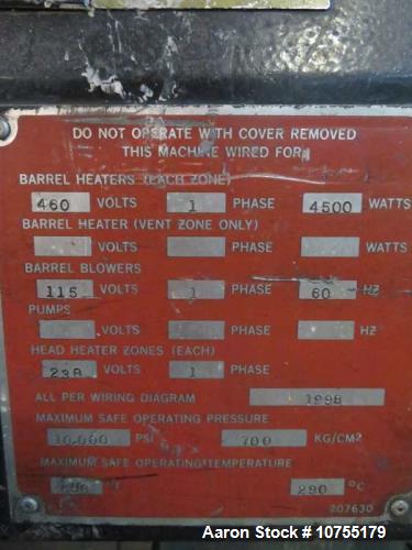 Used Davis Standard 1.5" Extruder – Model 150IN DS-20, 24:1 L/D, Vented Barrel, 50 HP Gearbox