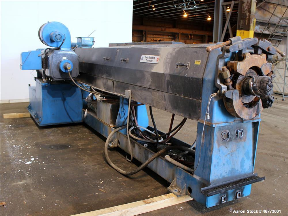 Used Davis-Standard 165mm Single Screw Extruder, Model 165MM-60TPIH. Approximate 30 to 1 L/D ratio, 6 zones electrically heated, water cooled non-vented barrel, water cooled feed throat with magnet a...
