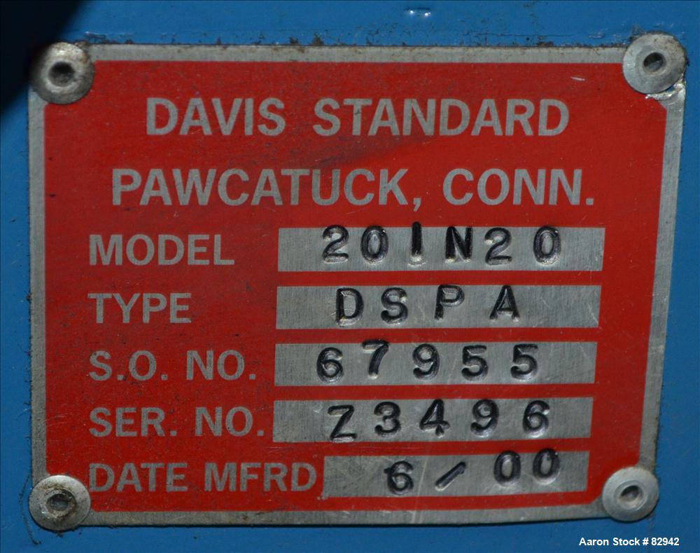 Used Davis Standard 2" Thermatic Single Screw Extruder, Model 20IN20, Type DSPA