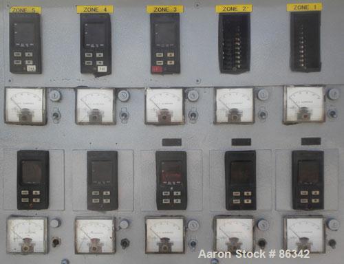Used Davis Standard 2.5" Single Screw Extruder, Model 250S, Approximate 24:1 L/D ratio. Electrically heated, air cooled 5 zone non-vented barrel. Water cooled feed throat with hopper. Driven by a 40 ...