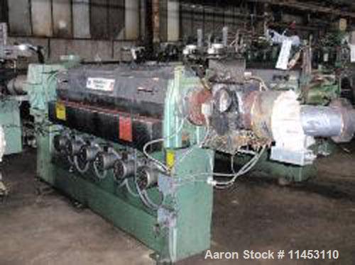 Used Davis Standard Thermatic Extruder, model 25IN25. 2.5" diameter screw, 30:1 L/D, 6 heating zones, 50 hp motor, 17.2:1 gearbox ratio, with hydraulic screen changer. Includes Process Controls Corp ...