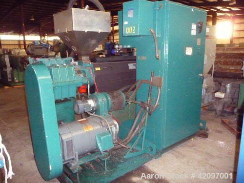 Used Davis Standard 2-1/2'' Thermatic Single Screw Extruder, Model 25IN25. 30 to 1 L/D ratio. Electrically heated, air cooled 6 zone barrel. Water cooled feed throat with hopper. Approximate 42" cent...