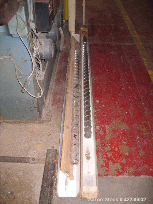 Used Davis Standard 2-1/2" Thermatic Single Screw Extruder, model 25IN25, 24 to 1 L/D ratio. Electrically heated, air cooled 4 zone barrel. Water cooled feed throat. Approximate 43" centerline height...