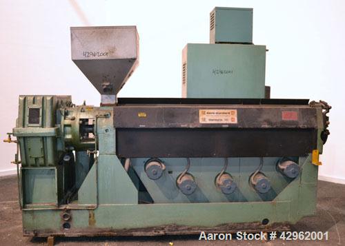 Used Davis Standard 3-1/2" Single Screw Extruder, Model 350S, Approximately 24 to 1 L/D Ratio. Electrically heated, air cooled 5 zone non-vented barrel. Water cooled feed throat with hopper. Driven b...