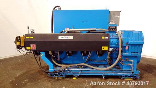 Used Davis Standard Mark V 3-1/2” Single Screw Extruder, Model 35IN35, Type DSPA. SO# 76499. Approximate 30 to 1 L/D ratio. Driven by a 75hp, 230/460 volt, 2700 rpm motor thru a reducer, HP capacity ...