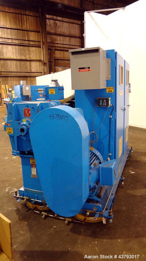 Used Davis Standard Mark V 3-1/2” Single Screw Extruder, Model 35IN35, Type DSPA. SO# 76499. Approximate 30 to 1 L/D ratio. Driven by a 75hp, 230/460 volt, 2700 rpm motor thru a reducer, HP capacity ...