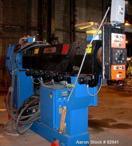 USED: Davis Standard 3.5" Mark V single screw extruder, model 35IN35, approx 30:1 L/D ratio. Electrically heated, air cooled 6 zone non-vented barrel. Water cooled feed throat, no hopper. Driven by a...